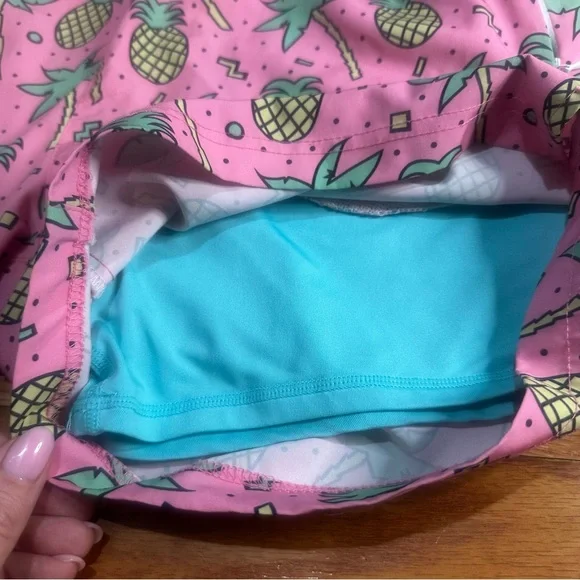 Maamgic Men’s Swim Trunks Pink Pineapple Palm Tropical Lined Large - Picture 3 of 6